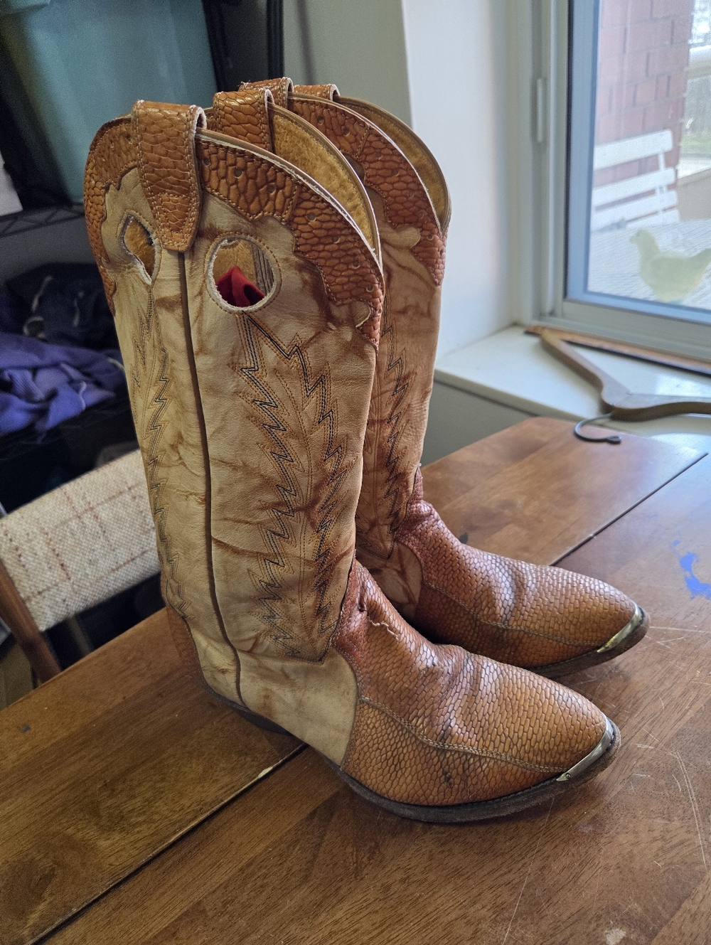 Vintage Dan Post Exotic Python Snakeskin Cowboy Boots Men’s 8.5 3E Wide